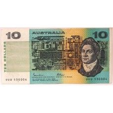 AUSTRALIA 1985 . TEN 10  DOLLAR BANKNOTE . JOHNSTON/FRASER